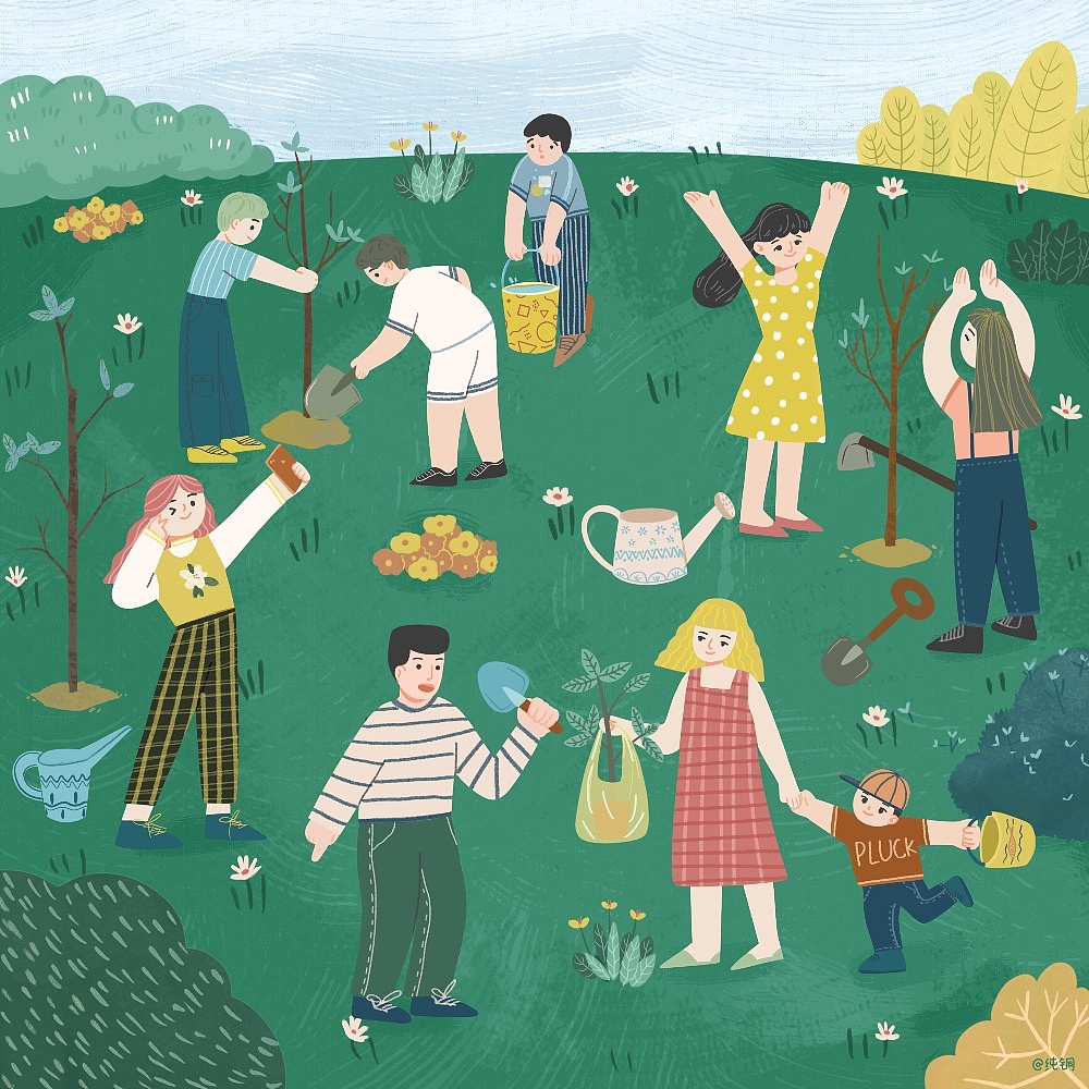 植树节插画海报|插画|艺术插画|sistine2021 - 原创作品 - 站酷