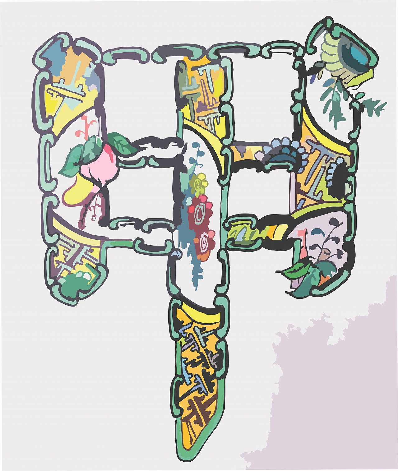 当我把手绘稿放到电脑上用软件临摹功能时,发现了另一种效果这是一种偶然的效果。