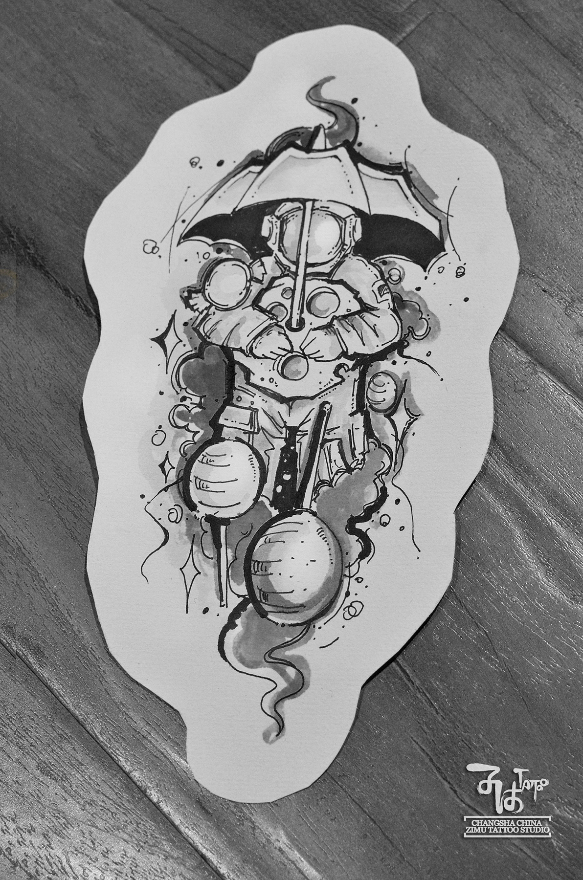 长沙子沐刺青纹身工作室一些近期手稿欧美风杂乱