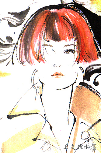 那一抹红(局部)水墨纸本