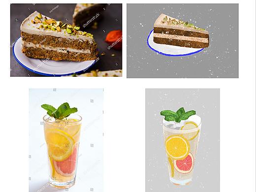 蛋糕果汁照片临摹（个人主页-ZNDk1MDI0MDA=） - 创作习作 - 站酷设计师一只设计狮呀原创素材 - 站酷ZCOOL