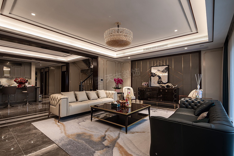 恒大麓山湖装修竣工图,轻奢混搭风别墅设计案例