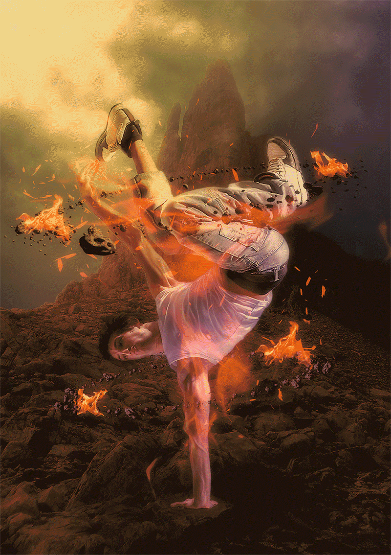 火舞男孩儿海报合成