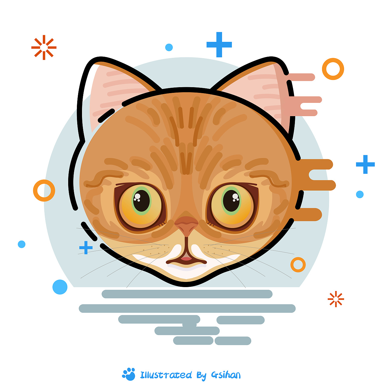 原创绘画:mbe风格猫咪卡通头像/贴纸