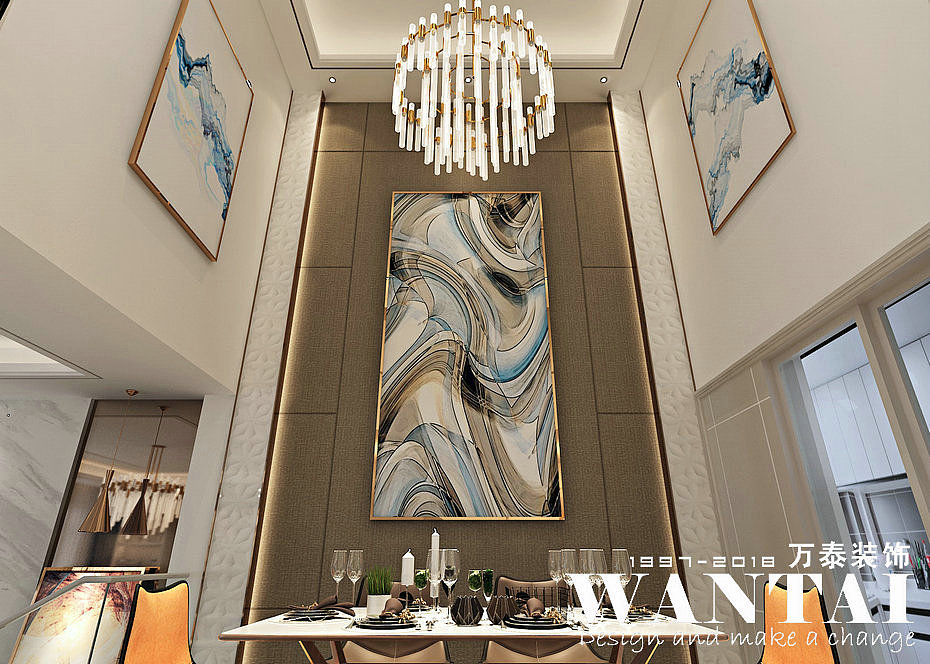 泰安装修公司|润英美庐198m²别墅现代轻奢装修效果图