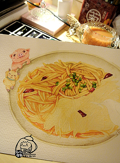 金鱼手绘美食——酸辣土豆丝|插画|商业插画|金鱼酱jinyu - 原创作品