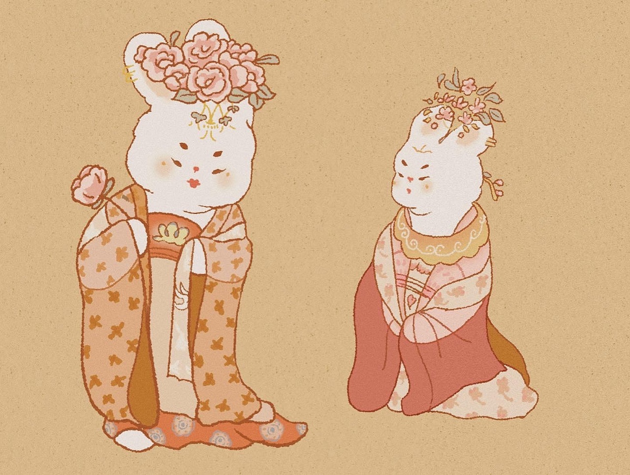 1举报2分享原创作品插画创作习作可爱兔子古画仕女画国风气泡水apo