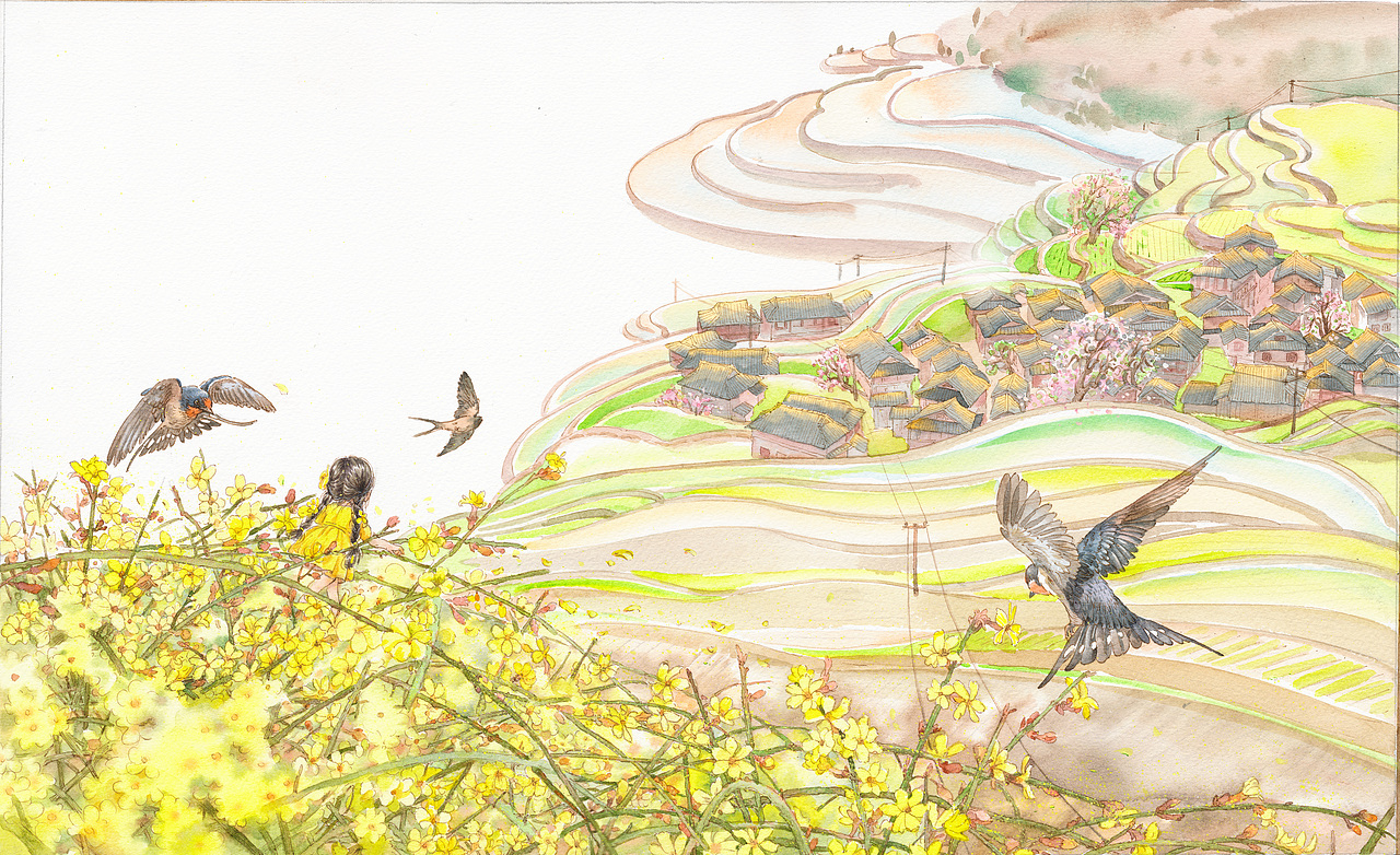 迎春花开了|插画|绘本|1979水印_原创作品-站酷zcool