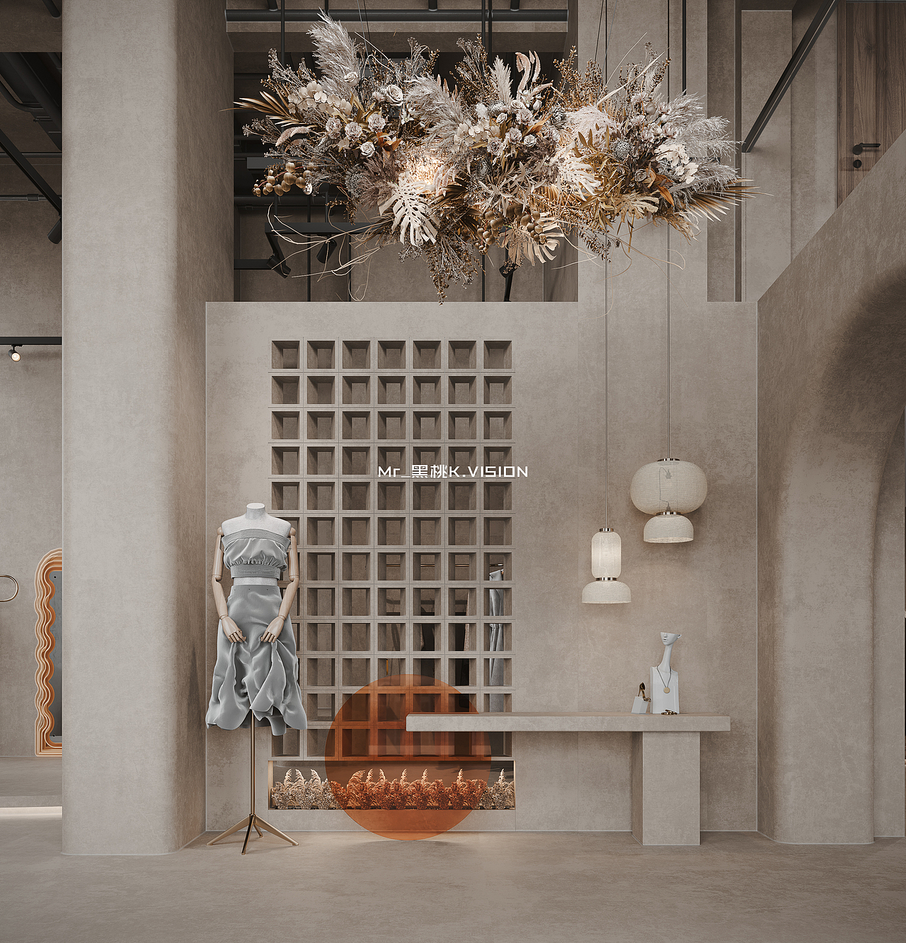 侘寂服装店表现（图ZMjg0NzI1OTUy） - 商业空间设计 - 站酷设计师Mr_黑桃k原创素材 - 站酷ZCOOL