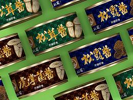 松茸、松露、虎掌菌酱系更包装设计，自己偿试画的插画