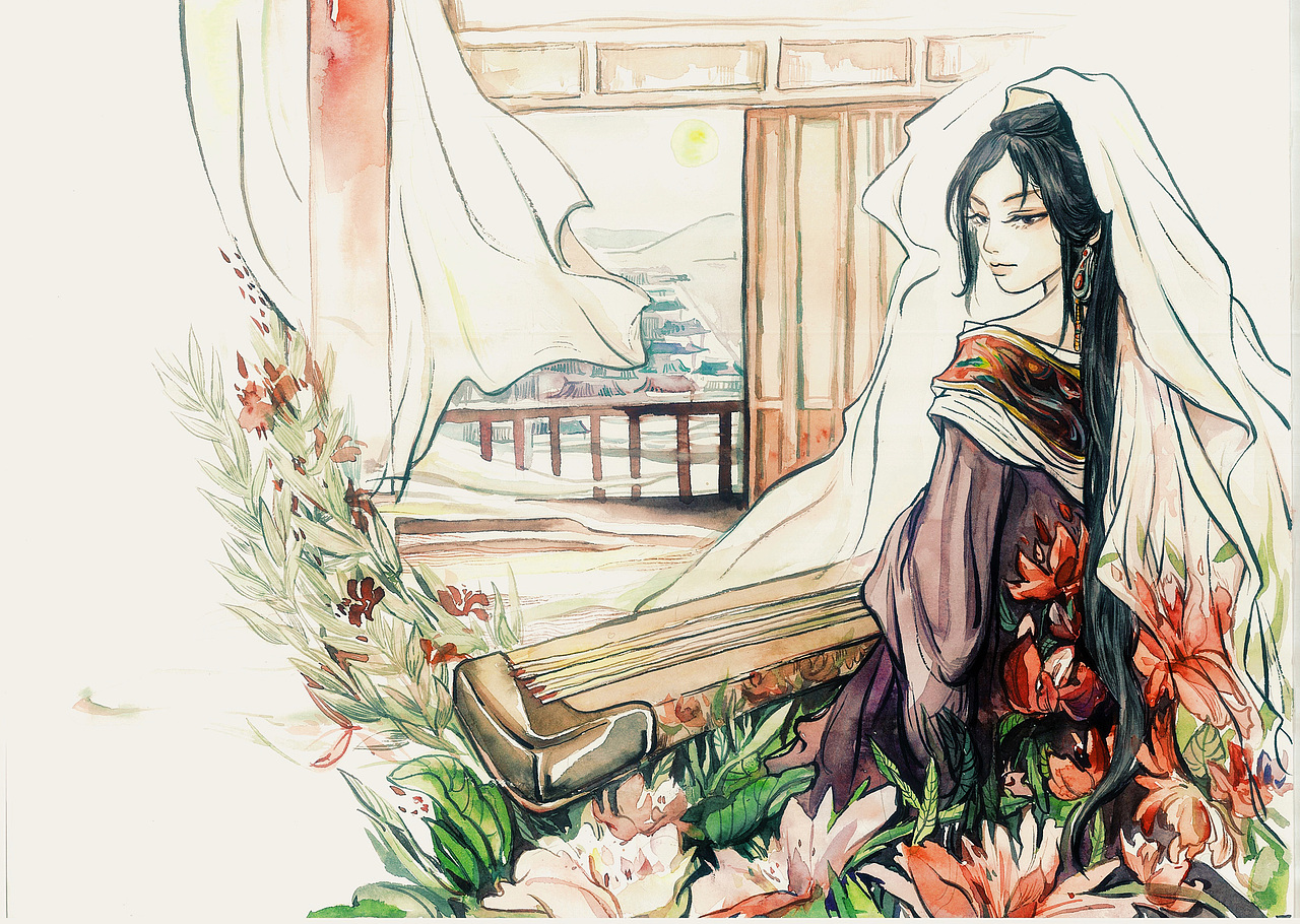 古风插画【二】月姬 洛神