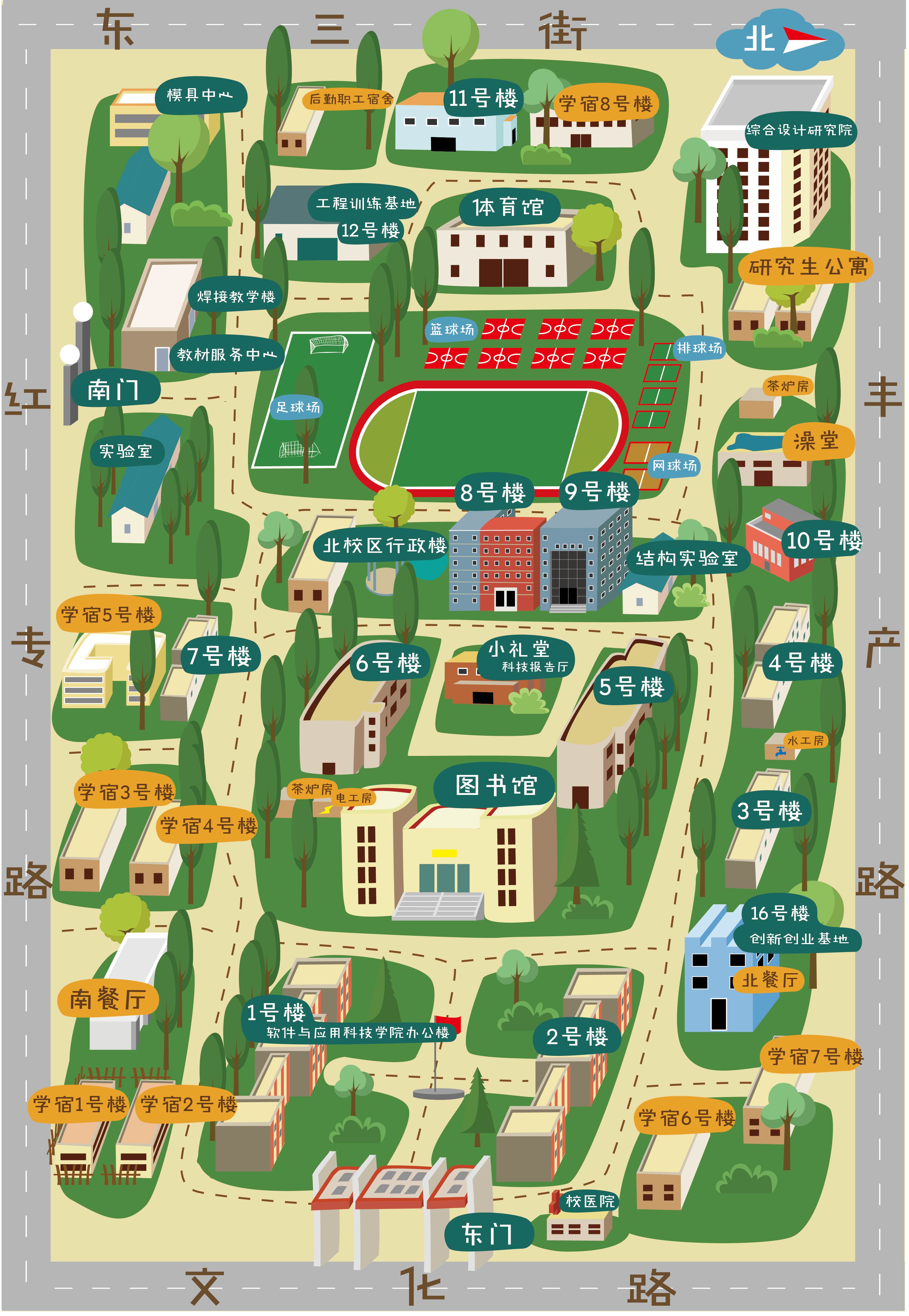 画一幅简单的校园地图图片