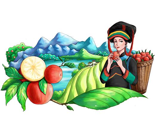 苹果包装插画
