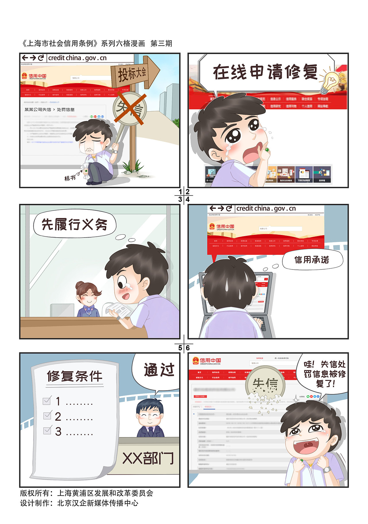 《上海市社会信用条例》系列宣传漫画第1期~第八期（图ZMjMyNDM2ODc2） - 短篇/格漫 - 站酷设计师北京汉企传播中心原创素材 - 站酷ZCOOL