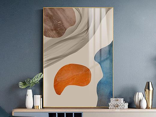 现代轻奢玄关装饰画几何色块线条北欧风挂画