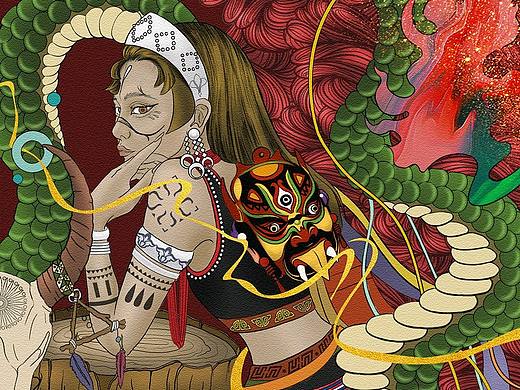 少数民族插画｜佤族少女