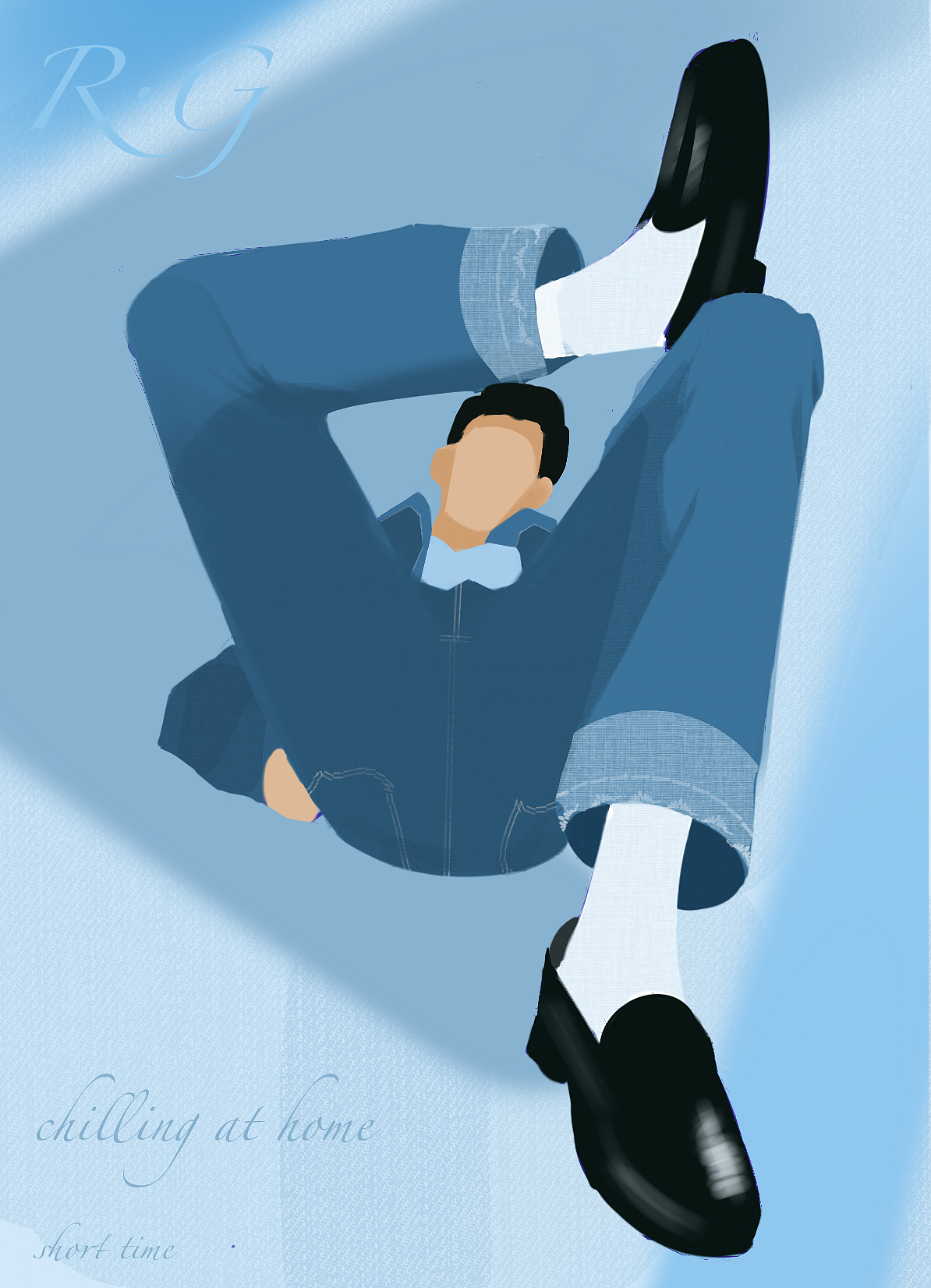 穿牛仔衣放松的青年