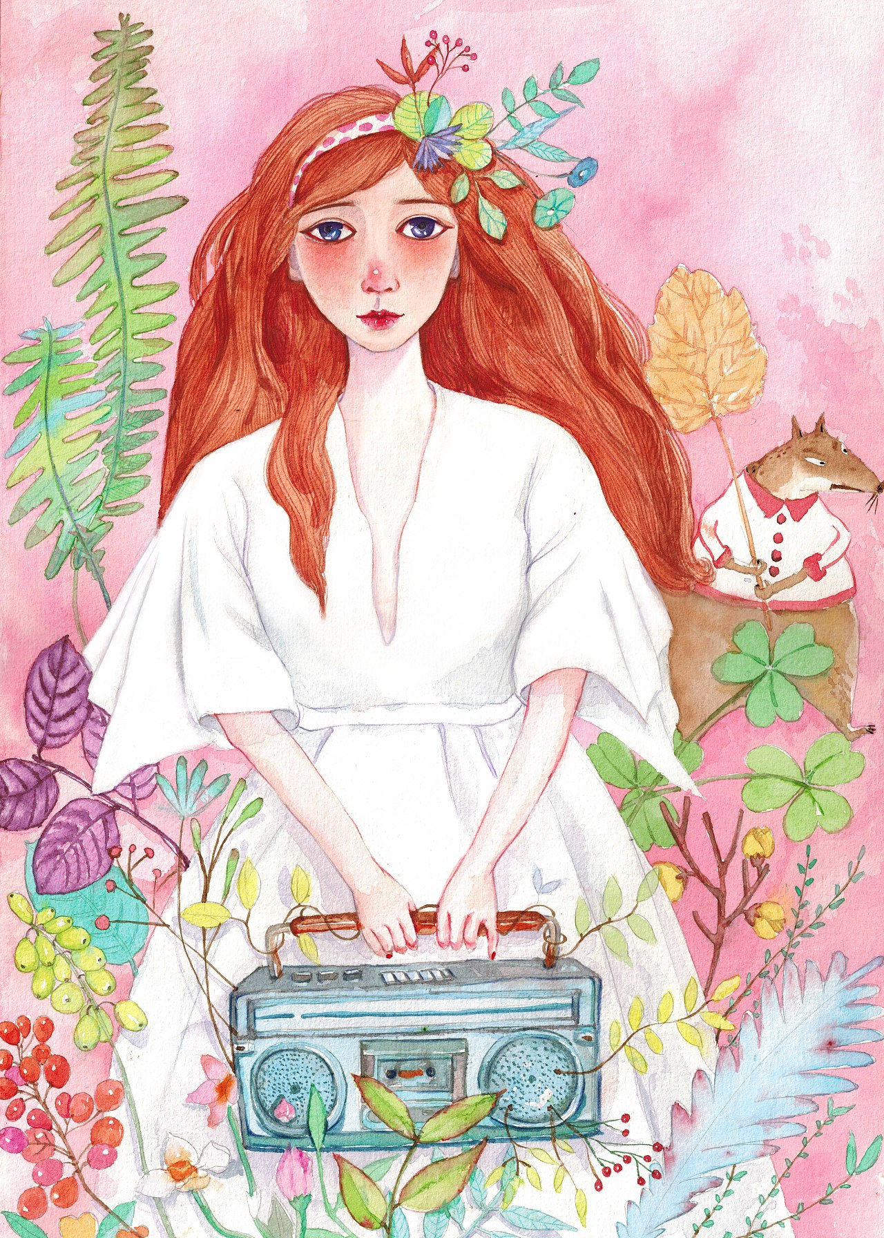 白裙子女孩（图ZMTg5NDg5NTA4） - 艺术插画 - 站酷设计师梵梵fine原创素材 - 站酷ZCOOL