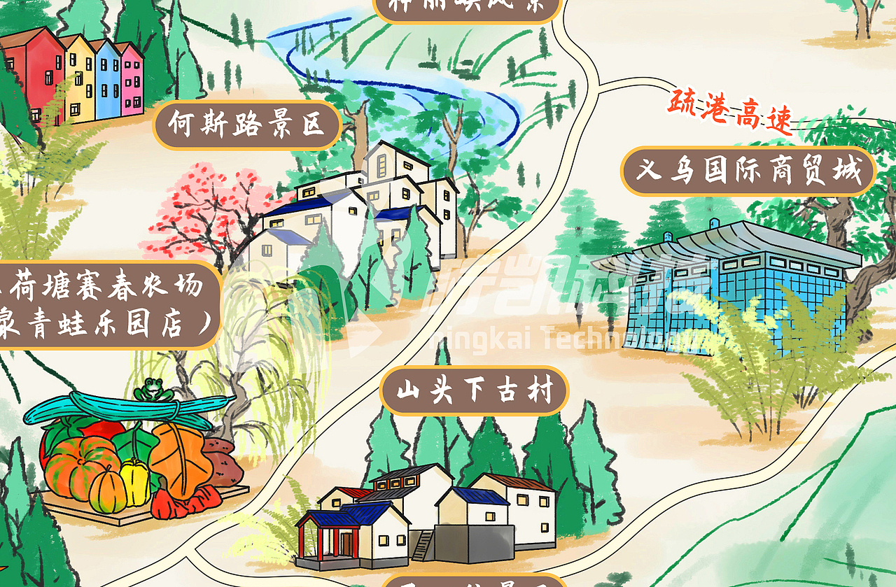 金华全域手绘地图（图ZMjYwNDAzMjk2） - 商业插画 - 站酷设计师手绘地图制作原创素材 - 站酷ZCOOL