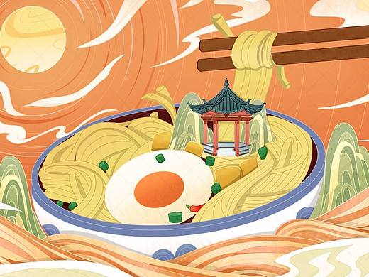国风插画——面食