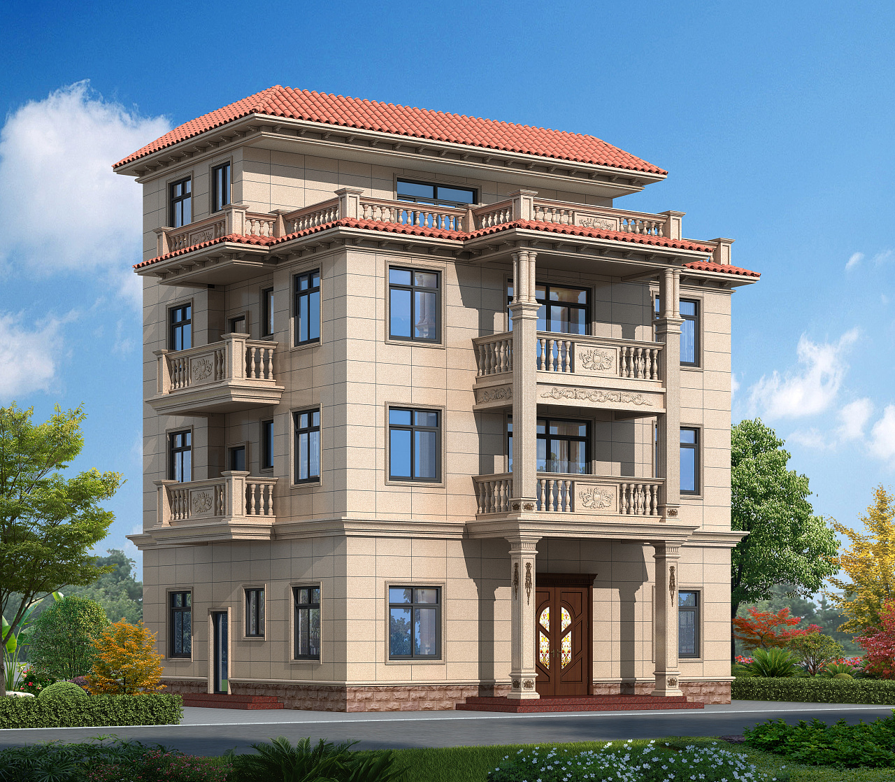 室外 别墅外观效果图|空间|建筑设计|玲18019926177 - 原创作品