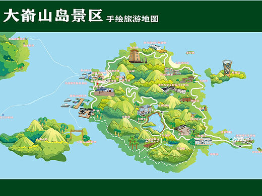 福建嵛山岛景区手绘地图设计导览图定制