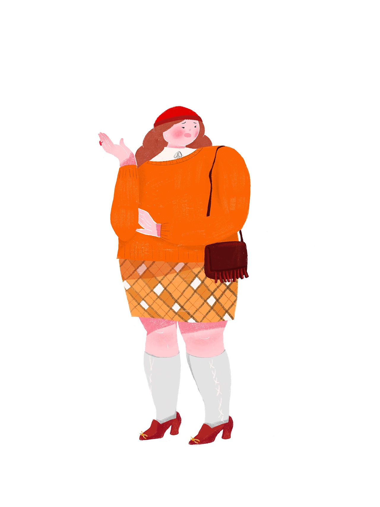 胖胖的女孩系列插画