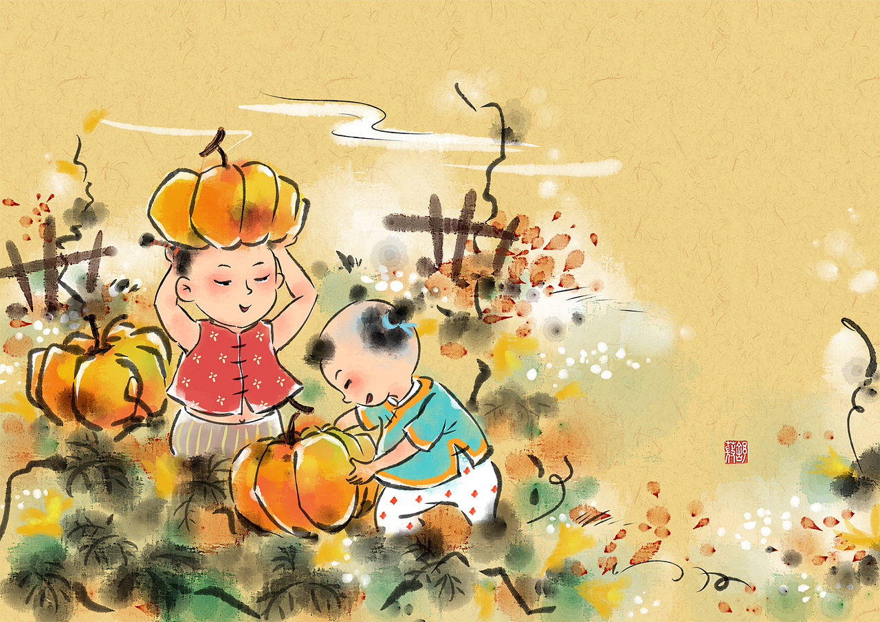 水墨风儿童插画国学经典