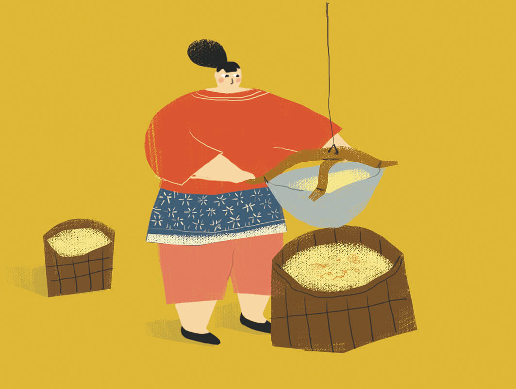 淮剧插画小绘本--磨豆腐（图ZODIzOTY4MDg=） - 创作习作 - 站酷设计师阿蒙Monn原创素材 - 站酷ZCOOL