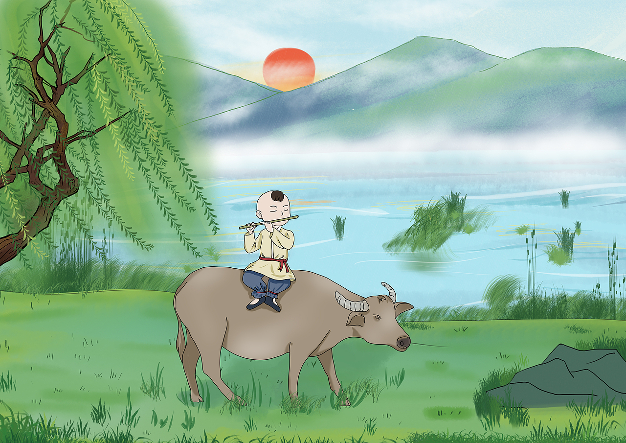 手绘儿童古诗插画