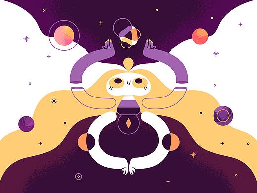 太空女孩梦幻插画