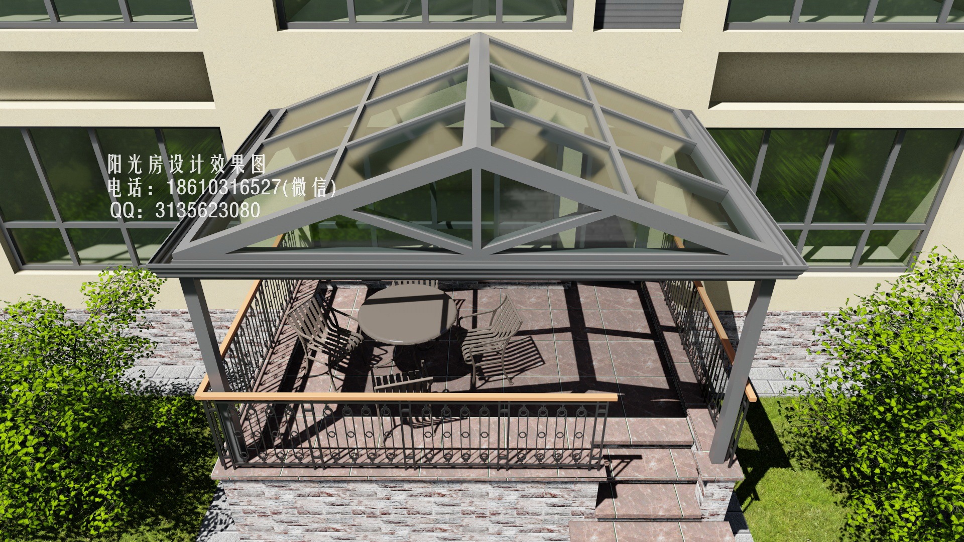 D8923玻璃雨棚设计效果图|空间|建筑设计|阳光房1 - 原创作品 - 站酷 (ZCOOL)
