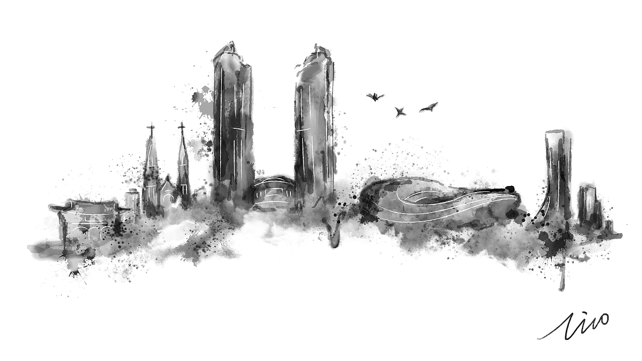 建筑水墨风（图ZMTU3NjczNjQ4） - 商业插画 - 站酷设计师研逍_Tico吖原创素材 - 站酷ZCOOL