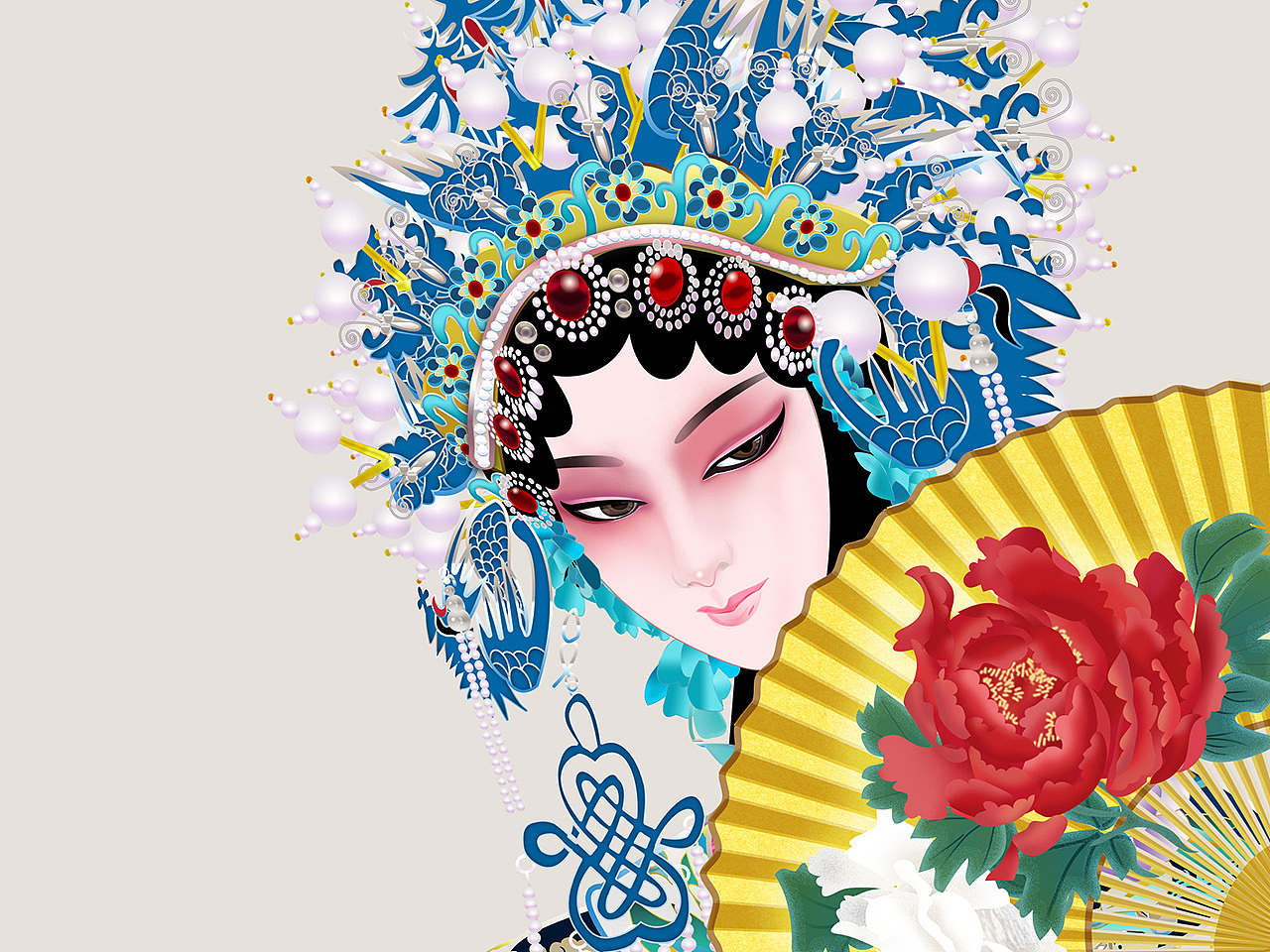 戏曲人物京剧《贵妃醉酒》矢量插画插图戏曲京剧人物