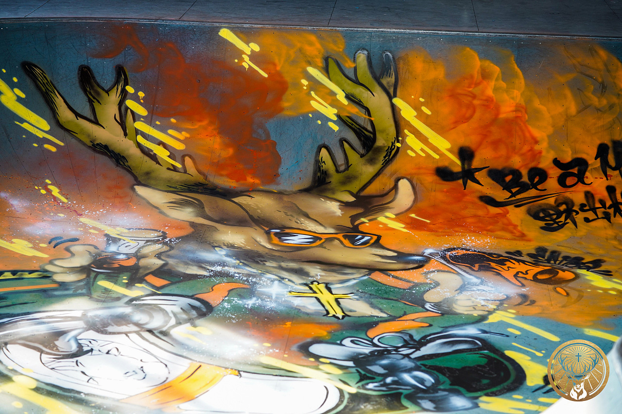 《鹿》camel&jagermeister野格 滑板场涂鸦作品