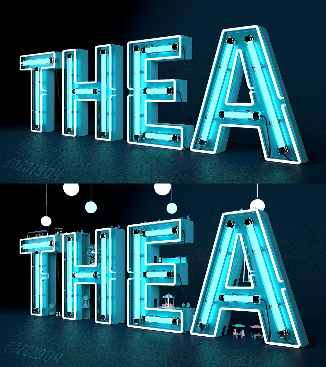 c4d-文字,耳机,人物,渲染