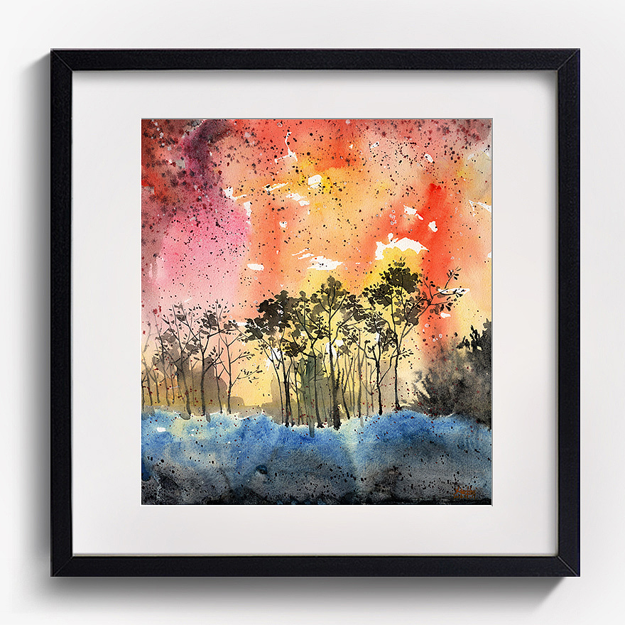 《黄昏》原创水彩作品