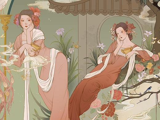 醉花亭-中式果酒-包装插画
