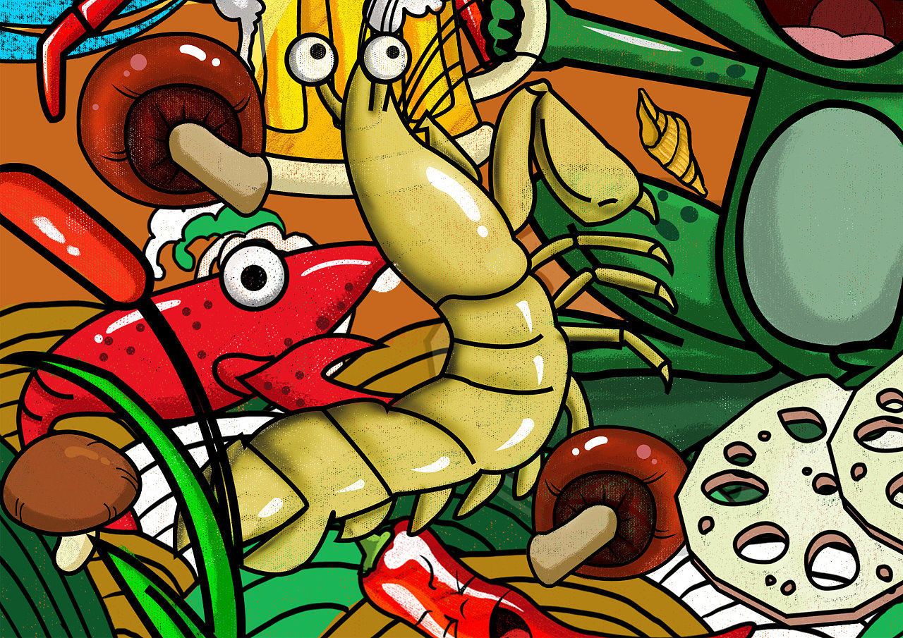 手绘麻辣海鲜|插画|商业插画|刘蕊w - 原创作品 - 站酷 (zcool)