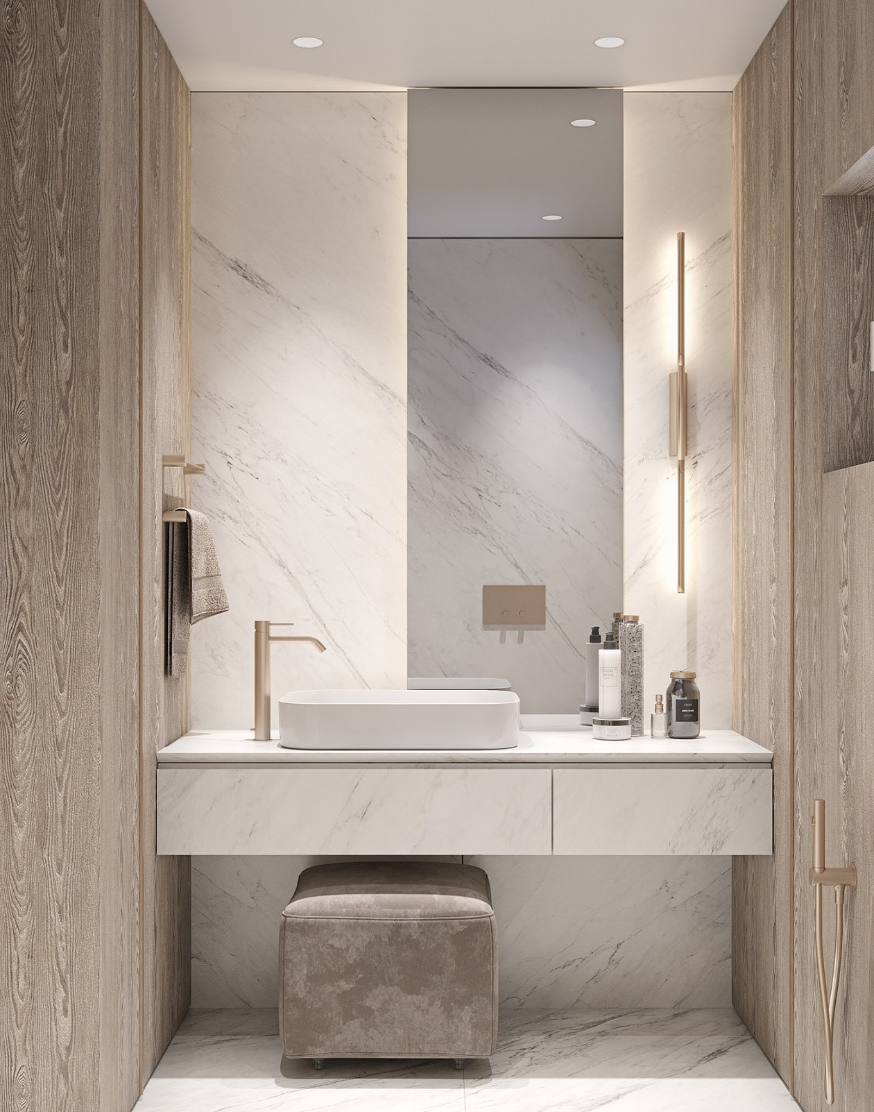 低明度灰+木色，简单纯粹的居住空间