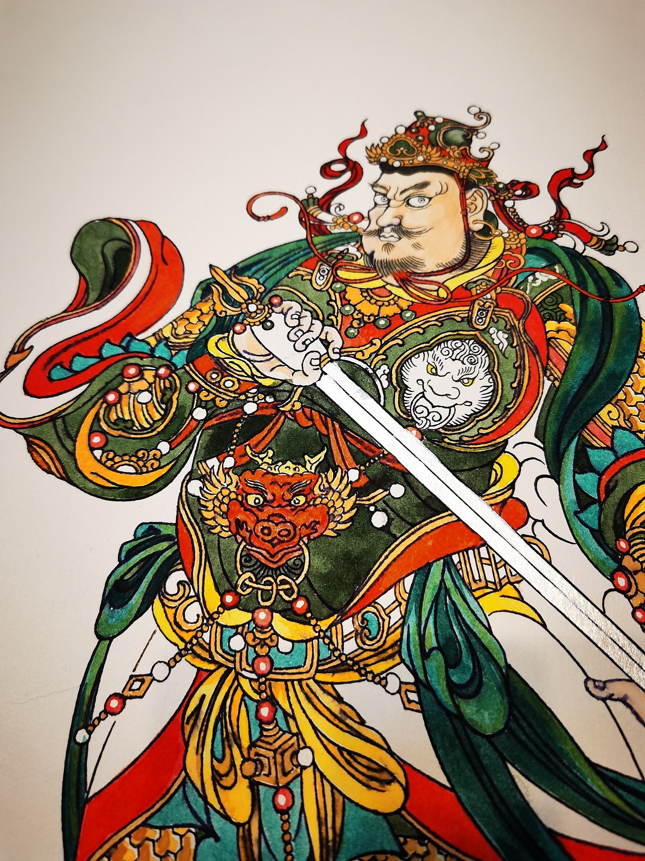 手绘国风之西方广目天王