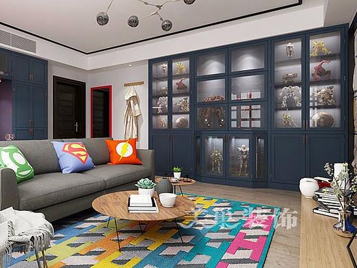 美巢郑州万创学区1号现代风格装修96平两房案例效果图