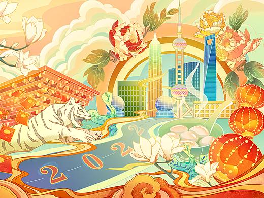 2022虎年迎新（个人主页-ZNTY5OTM4NzY=） - 商业插画 - 站酷设计师江心渴雨原创素材 - 站酷ZCOOL