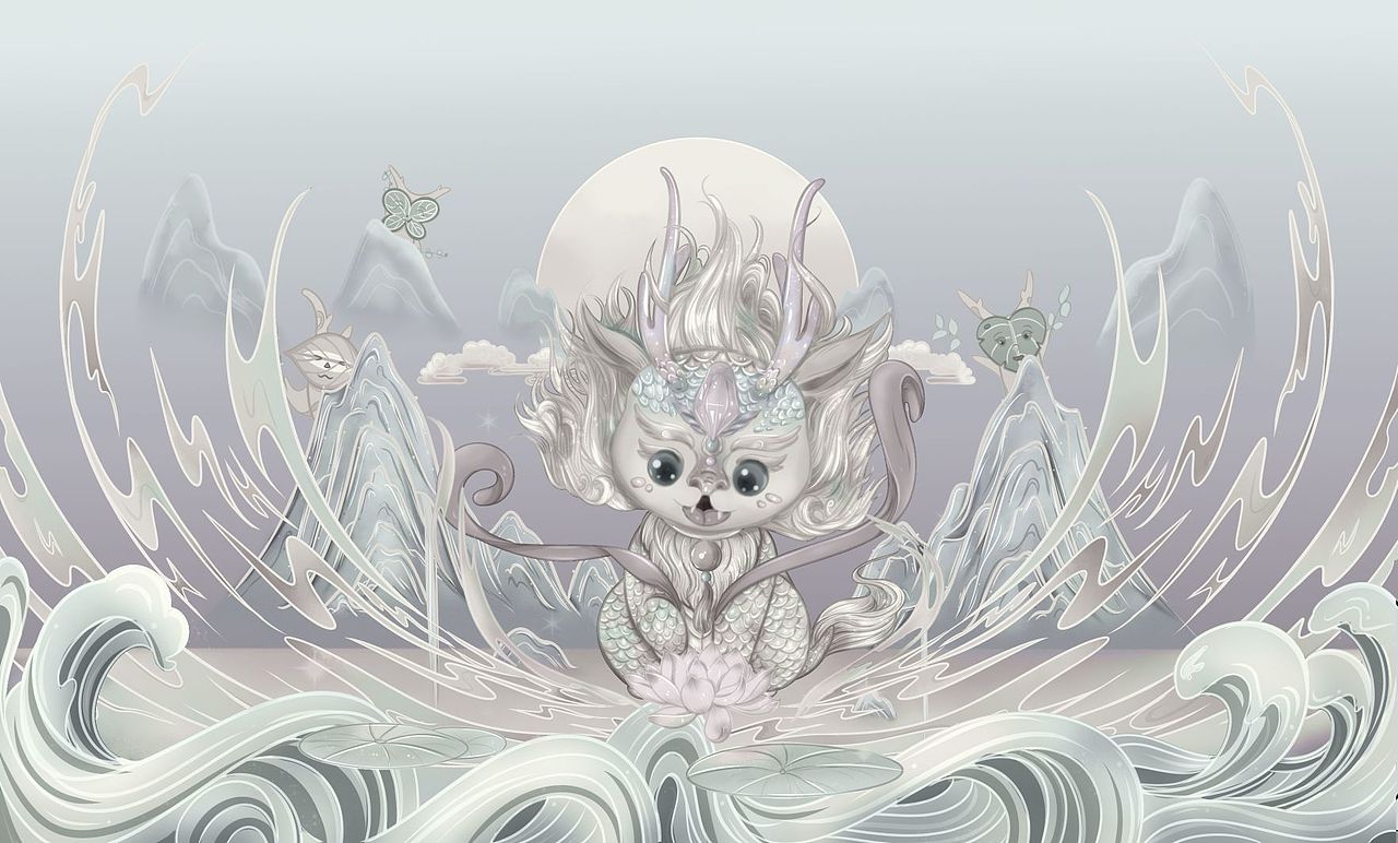 国潮风戏水小麒麟