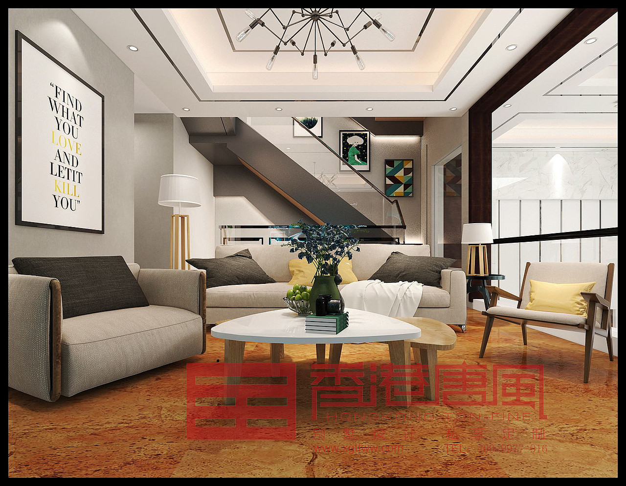 济南领秀城200平现代简约风格别墅装修设计