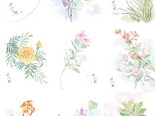 古风仿水彩花卉·集锦·（肆）