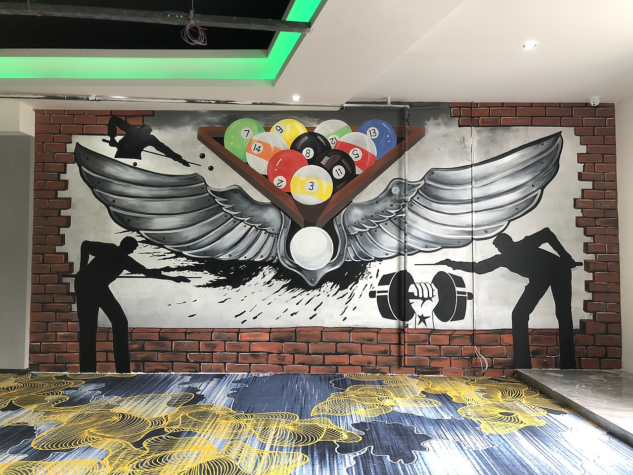 桌球台球室壁画手绘作品