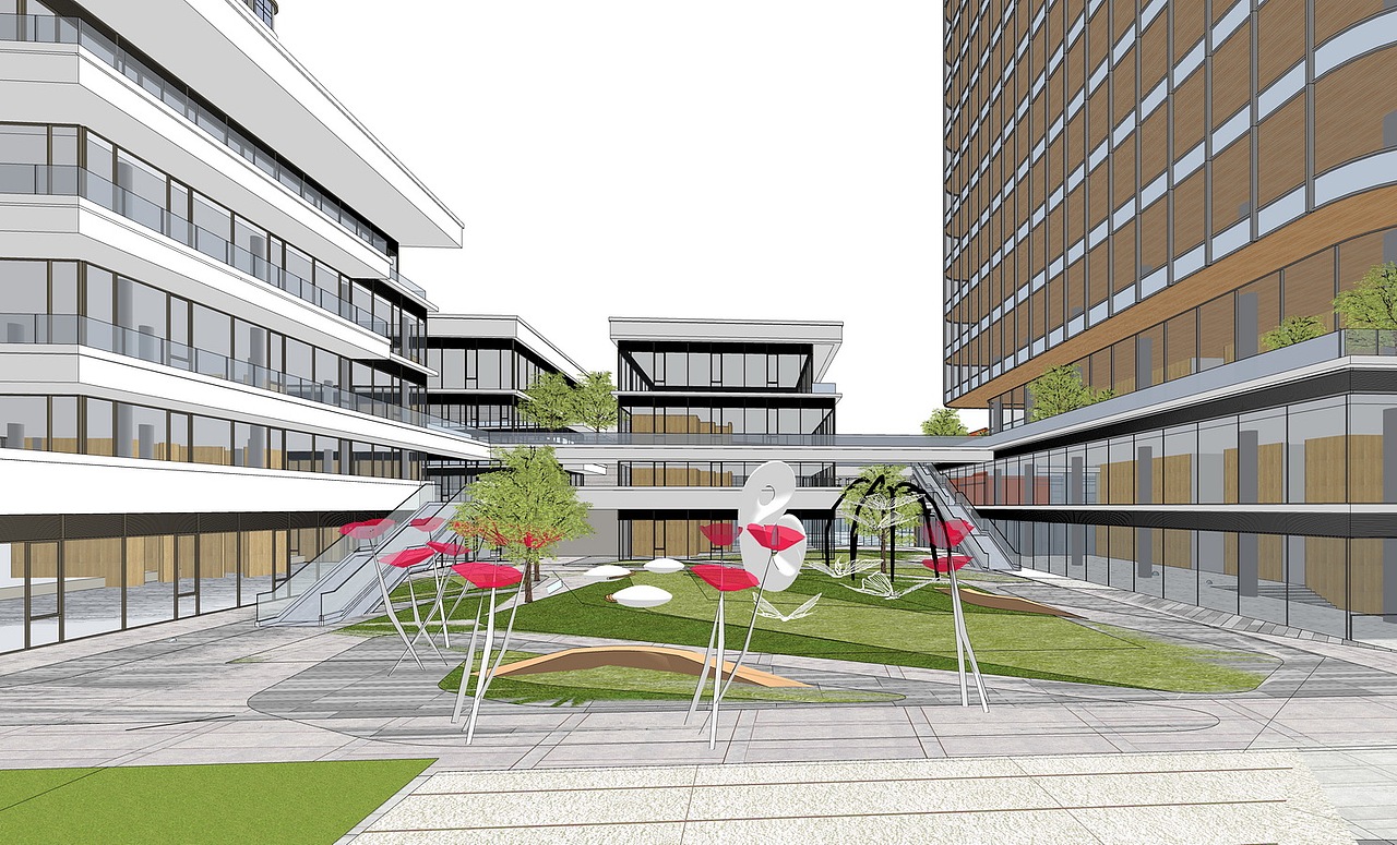 现代商业综合体SU模型下载