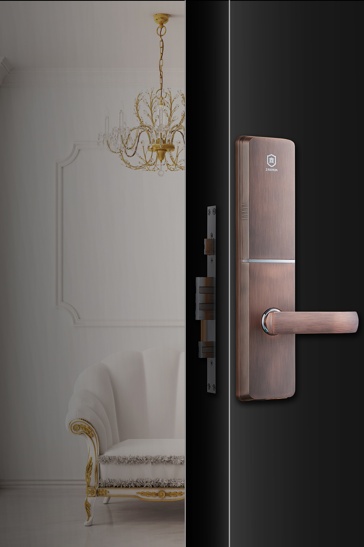 金属智能密码门锁拍摄及后期精修