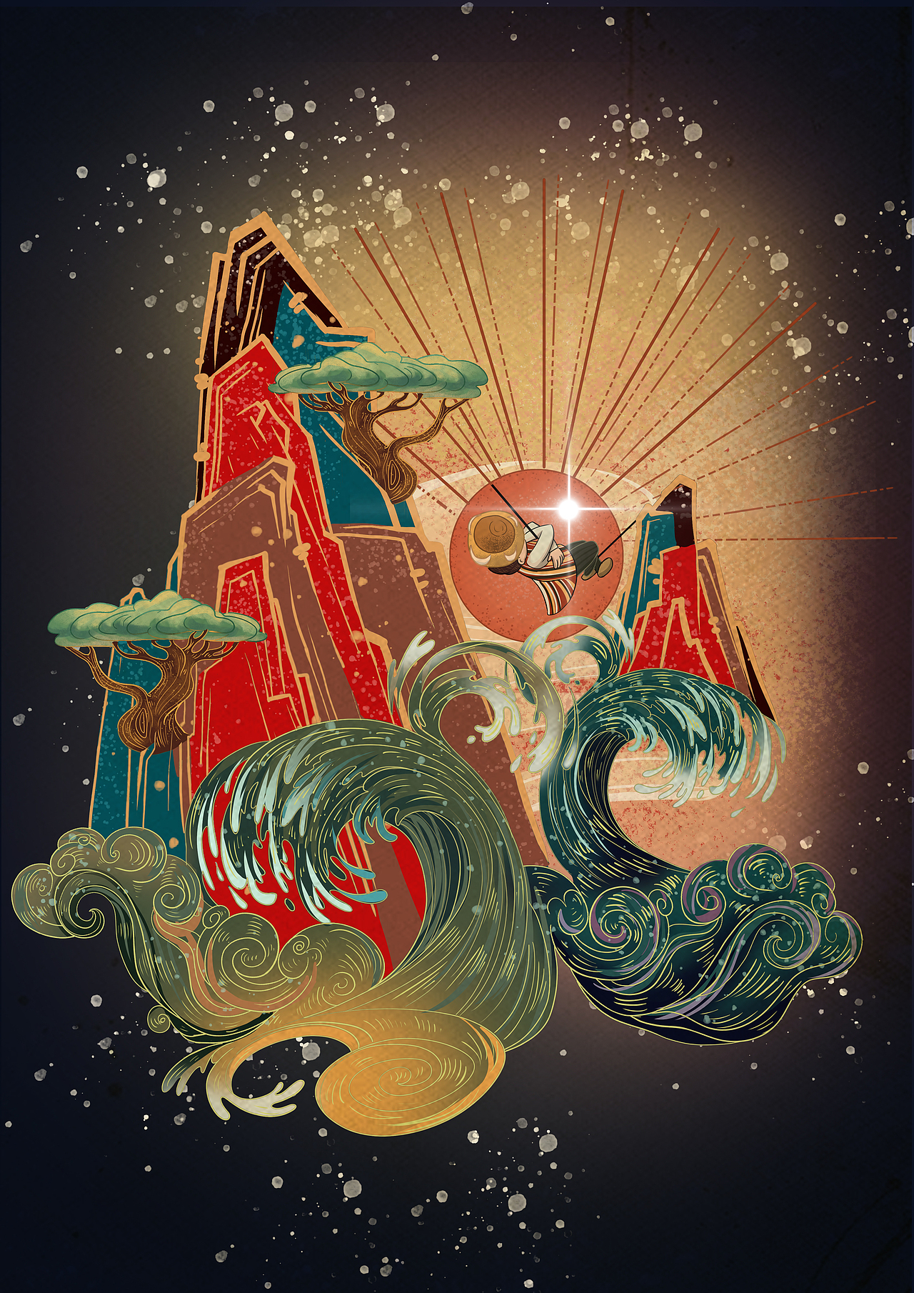 独龙族民族风插画